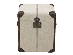 Linen Small Trunk With Leather Corner