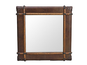 Square Leather Frame Mirror
