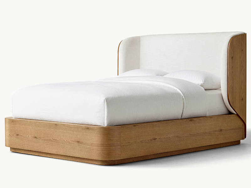Costom Size Fabric Shelter Bed;Oak Wooden Bed;Hot Sale Madero Modern Bed