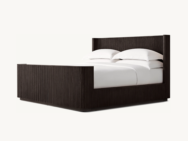 European White Oak Bed;Faddish Striated Bed;Shelter Bed With Footboard