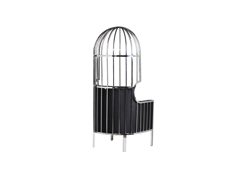 Modern King Throne Luxury Leisure Lobby Chrome Framed Purple Velvet Deep Buttoned Birdcage Porters Chair