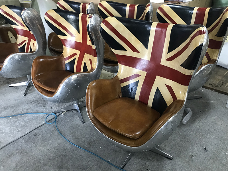 Aluminium Covered Aviator Union Jack  Egg Chair