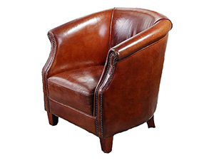 Grain Leather Studded Armchair