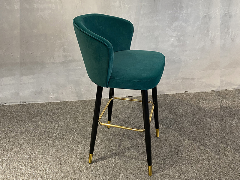  Luxury Fabric Golden Frame Stainless Steel Bar Stools Chair