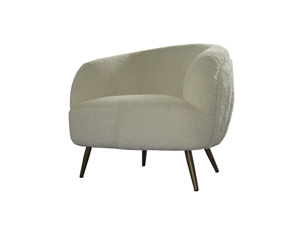 White Full Wool/Leather Living Room Chair 