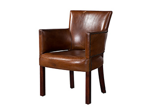 Wood Legs Dining Leather Chair