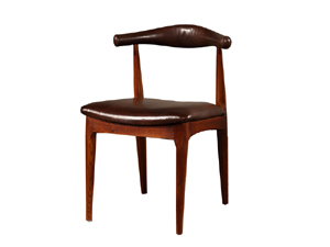 Oak Wood Antique Tan Leather Dining Chair