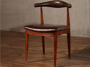 Oak Wood Antique Tan Leather Dining Chair