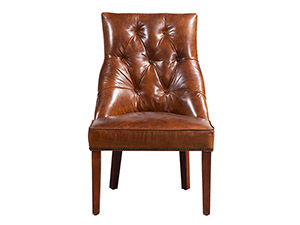 Retro Tufted Back Leather Dining Chair