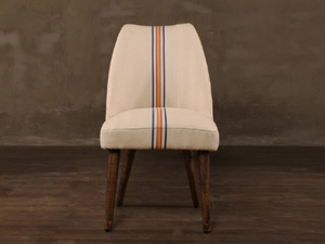 Solid Wood Base Canvas Fabric Dining Chair