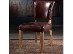 Solid Wood Leg Vintage Leather Side Chair for Dining