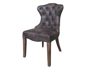 Tufted Camel Back Vintage Leather Side Chair for Dining 