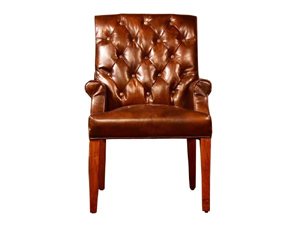 Vintage Leather Square Side Armchair for Dining
