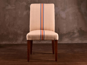 Wood Legs Canvas Fabric Side Chair