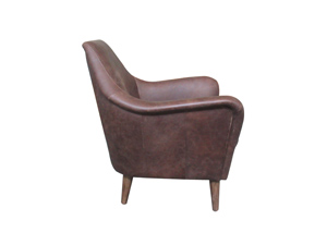 Vintage Brown Leather Dining Chair With Armrest Use In Living Room Restaurant Office Cafe