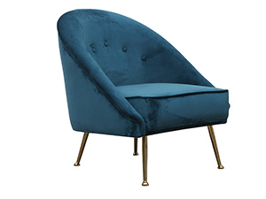 Luxury Golden Leg Shell Blue Velvet Chair