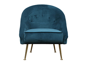 Luxury Golden Leg Shell Blue Velvet Chair