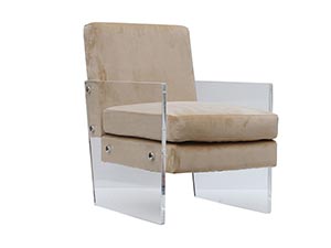 Velvet Back and Seat Living Room Acrylic Armchair