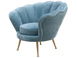 Vintage Blue Velvet Armchair