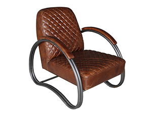 Metal Base Vintage Leather Industrial Chair