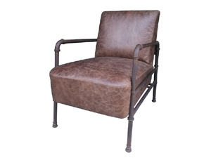 Industrial Tubular Base Vintage Leather Sofa