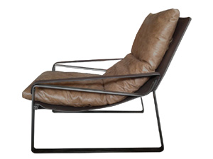 Metal Base Retro Leather Lounge Chair