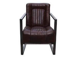 Metal Frame Industrial Vintage Leather Chair