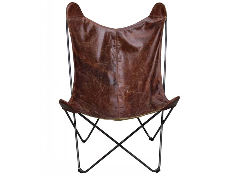 Top Grain Vintage Hand-stitched Leather with Tubular Iron Frame