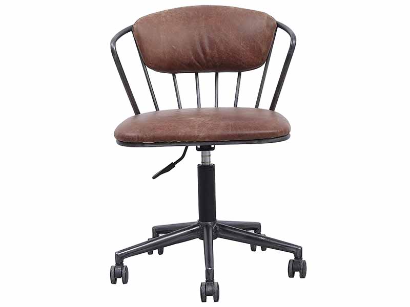 Vintage Leather Office Chair with Wheels