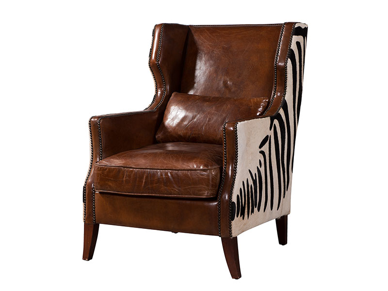 Armchair and ottoman with Zebra fur