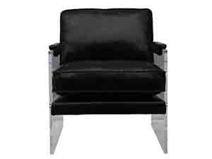 Black Vintage Leather Acrylic Armchair