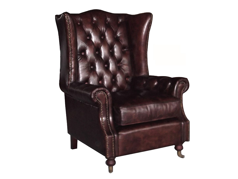 Brown Leather Chesterfield Armchairs For Sale 