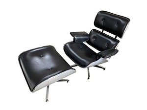 Lounge Chair And Ottoman Set Aluminum Leather Recliner Chair