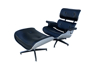 Lounge Chair And Ottoman Set Aluminum Leather Recliner Chair