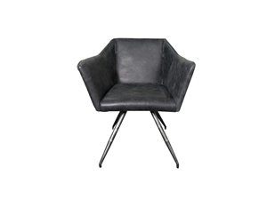 Black Creative Leisure Chair With Metal Frame And Leather Seat 