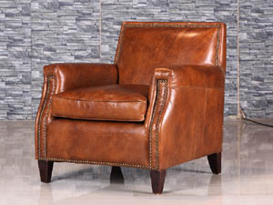 Grain Leather Chair with Rivets