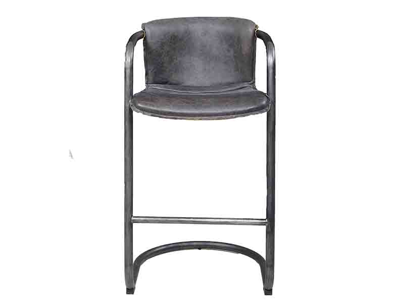 Gray Vintage Leather Industrial High Stool 