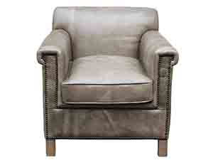 Grey Vintage Leather Track Arm Chair