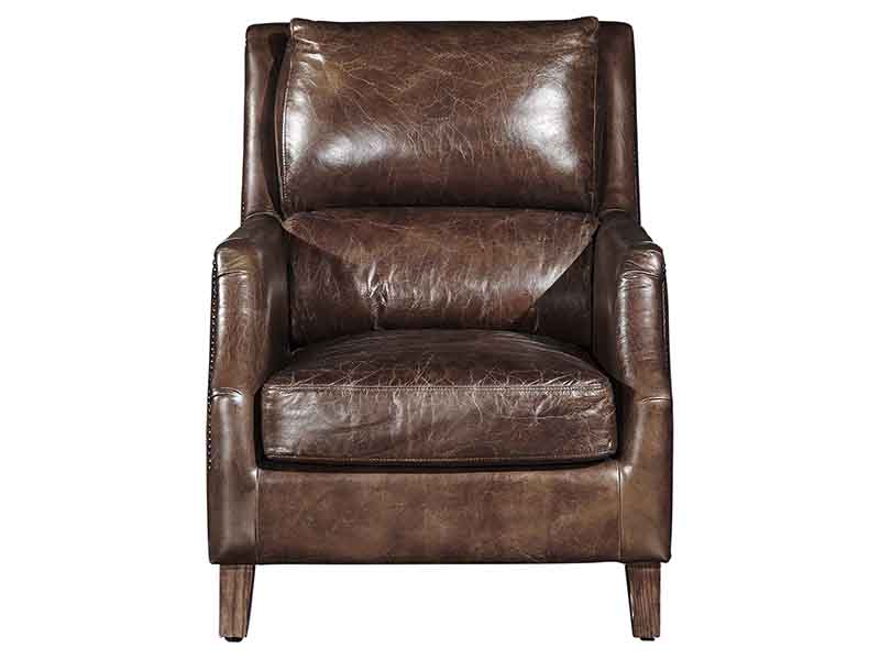 High Back Vintage Leather Armchair