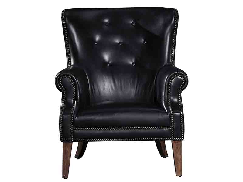High Back Wing Chair in Vintage Leather