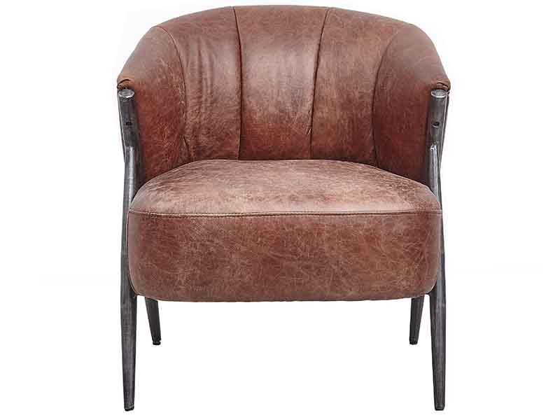 Industrial Tube Leg Antique Leather Chair