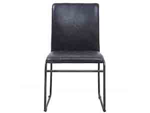 Iron Base Chair in Antique Leather without Arms