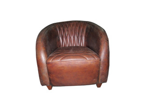 Retro Brown Leather Office Chair With Aluminium Back 