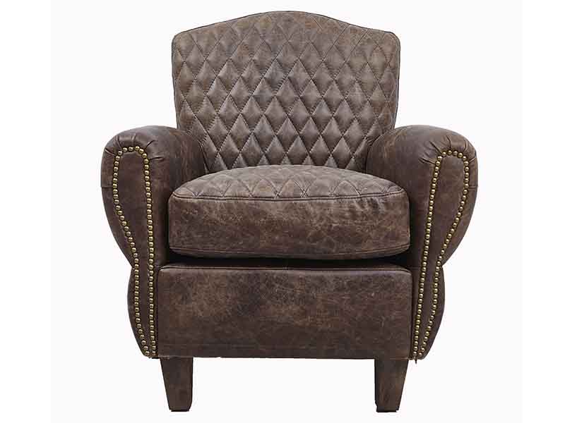 Roll Arm Distressed Leather  Armchair