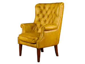 Roll Arm Tufted Back Wing Back Armchair
