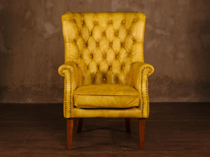 Roll Arm Tufted Back Wing Back Armchair