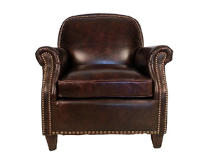 Roll Arm Upholstered Vintage Leather Chair