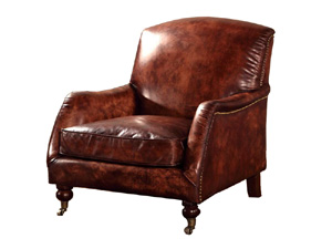 Roll Arm Vintage Leather Club Chair