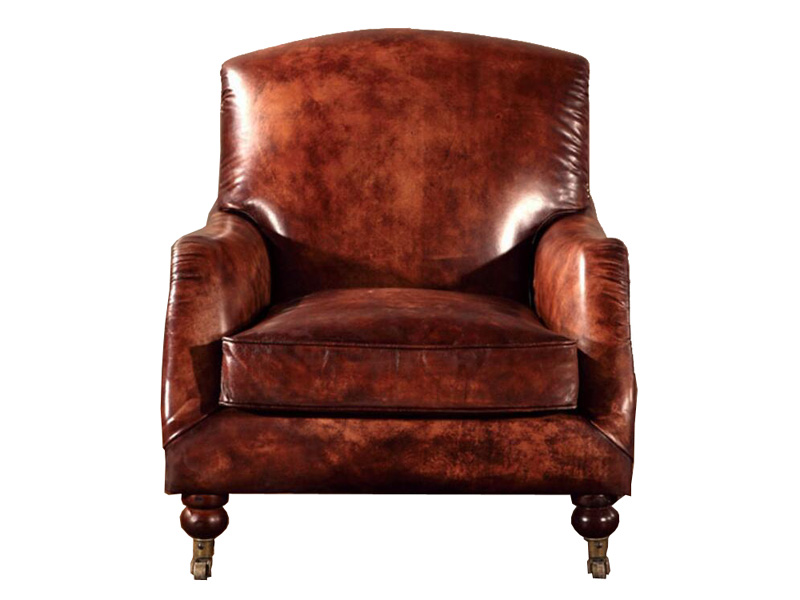 Roll Arm Vintage Leather Club Chair