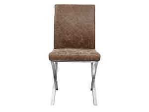 Stainless Steel Base Antique Tan Leather Chair